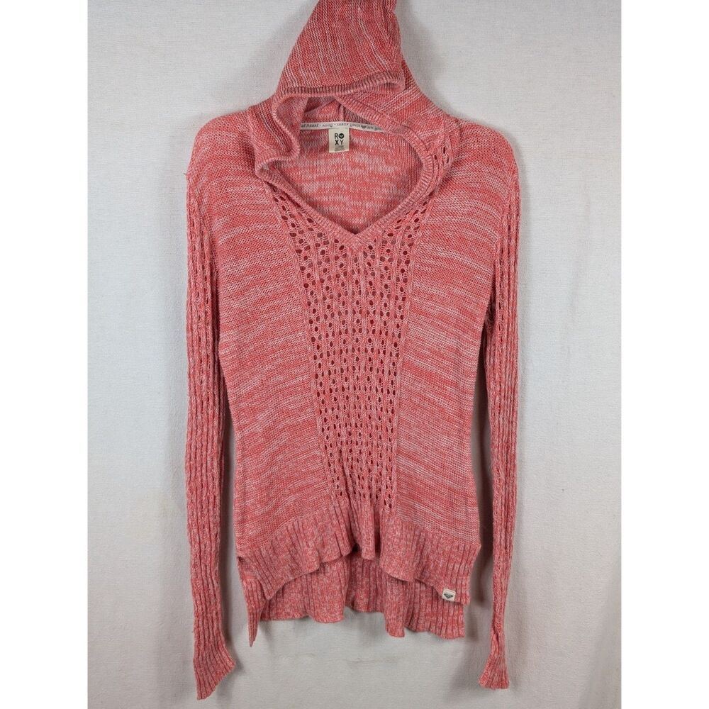 Roxy Hooded Knit Sweater Red/Pink Women's Size Large